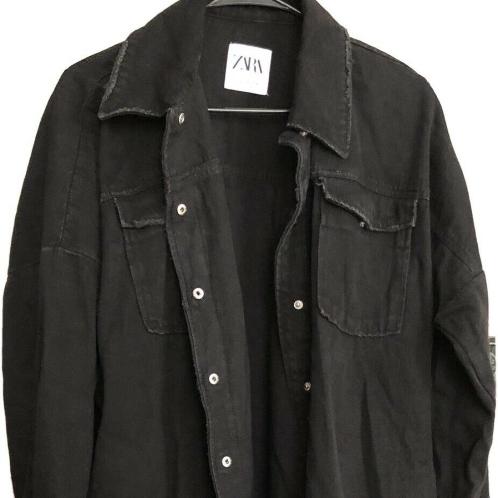 Zara Black Denim Jacket In Medium Women’s